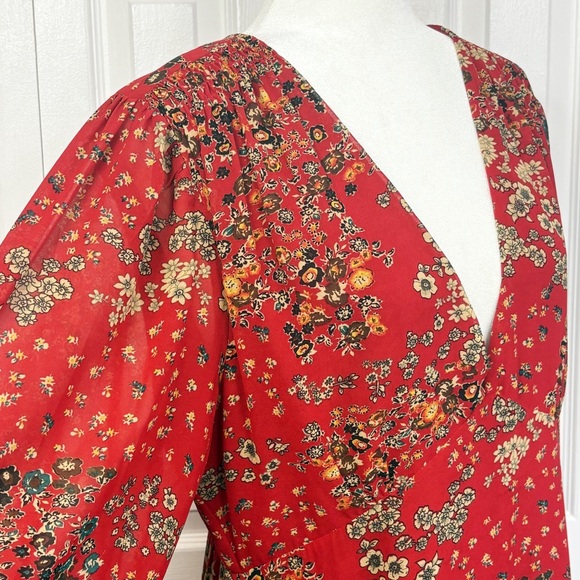 NWT Baltic Born Red Multi Floral Tiered Deep V-Neck Bowman Maxi Dress XL - Picture 6 of 16
